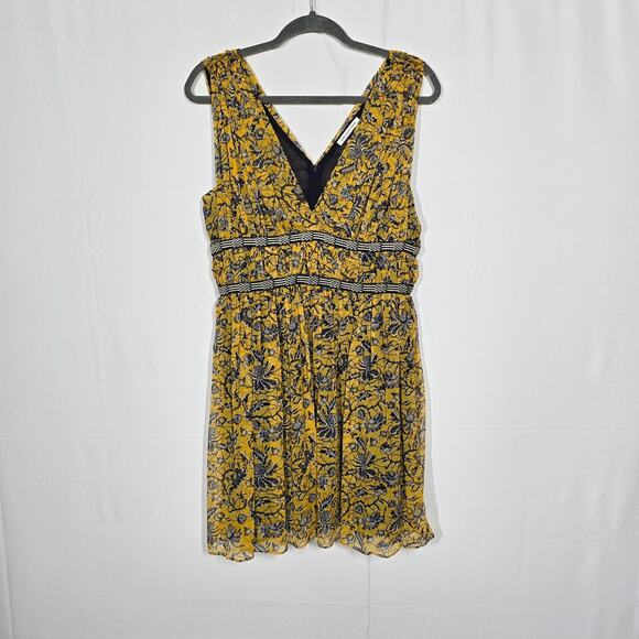 Isabel Marant Etoile Balzan Yellow Printed Silk Georgette Dress Size 42 - Picture 1 of 6